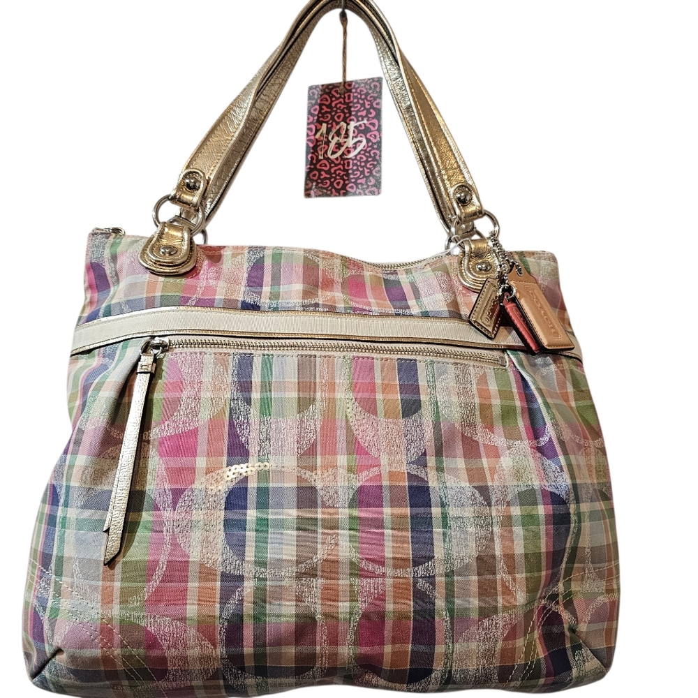 WOMEN'S G.U. RETIRED COACH MADRAS  MULTI PLAID SHOULDER BAG